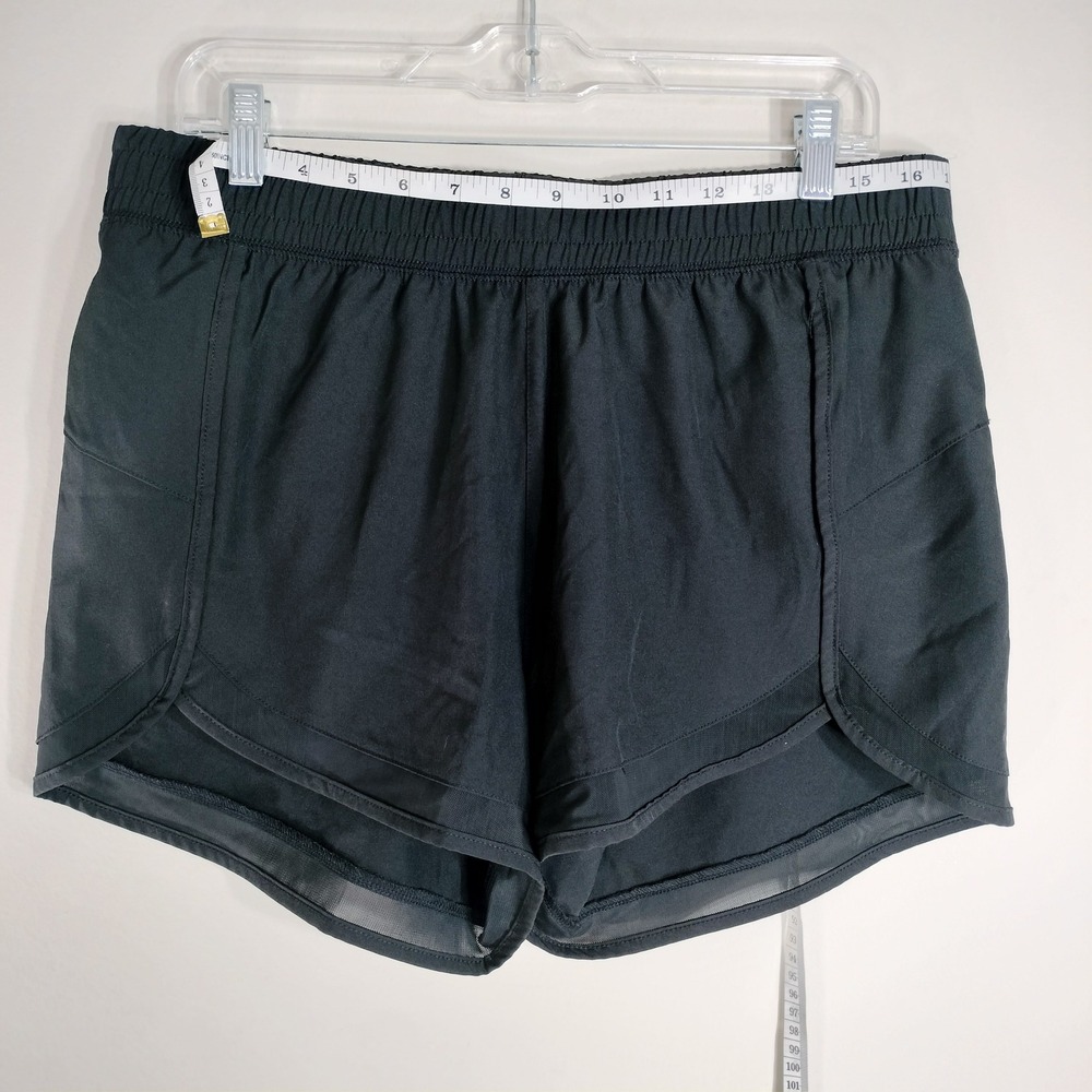 Gaiam Black Running Shorts; Mesh Trim, Built-in Liner, Elastic Waist